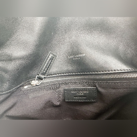 SAINT LAURENT Lambskin Quilted Toy Loulou Puffer Monogram Chain Satchel Black - Picture 11 of 13